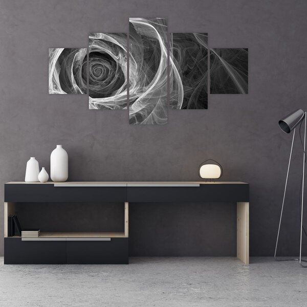 Obraz - Abstraktní růže černobílá (125x70 cm)