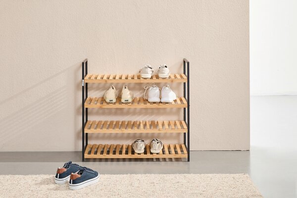 REGÁL NA BOTY, přírodní barvy, černá, 70/64,5/30 cm Carryhome - Online Only šatny & botníky, Online Only