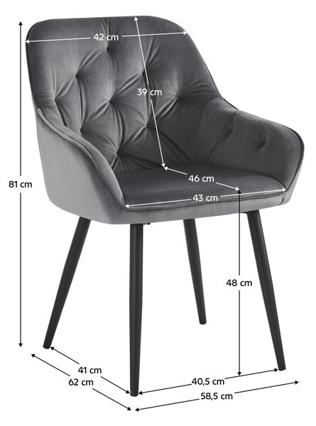 Vikio Designové křeslo šedá Velvet látka TJZ107S