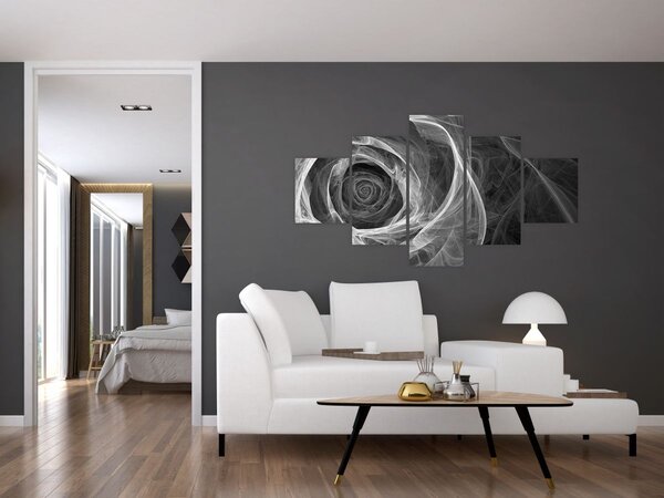 Obraz - Abstraktní růže černobílá (125x70 cm)