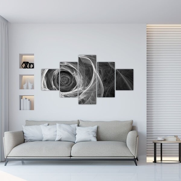 Obraz - Abstraktní růže černobílá (125x70 cm)