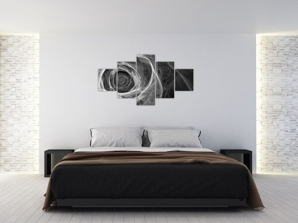 Obraz - Abstraktní růže černobílá (125x70 cm)
