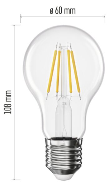 LED žárovka filament ZF5D23 E27, 3,4W, neutrální bílá