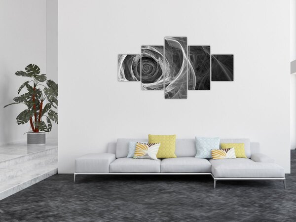 Obraz - Abstraktní růže černobílá (125x70 cm)