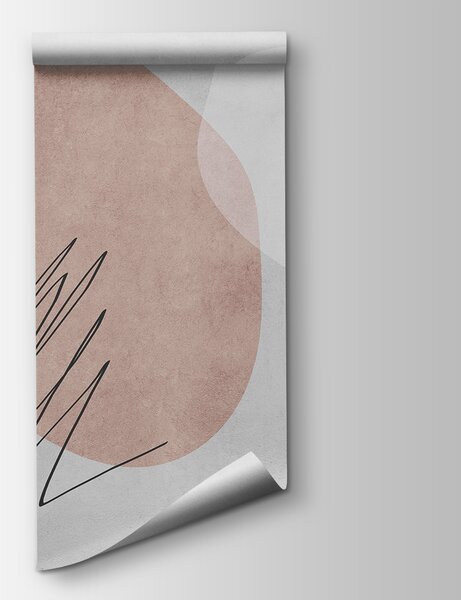Fototapeta Bílé a růžové pozadí s černými čarami a kruhy, Designové fototapety na zeď, Populární fototapety, w00815v2 - Tapeko.co.cz