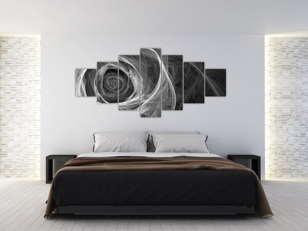 Obraz - Abstraktní růže černobílá (210x100 cm)