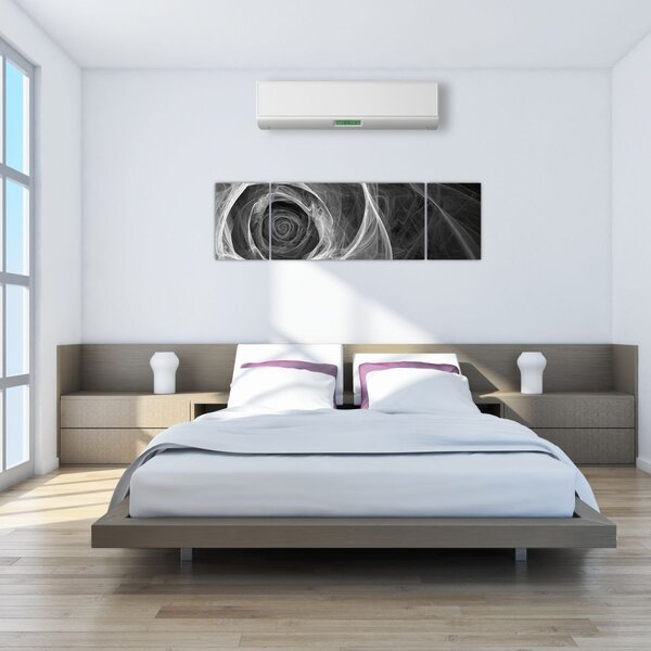 Obraz - Abstraktní růže černobílá (170x50 cm)