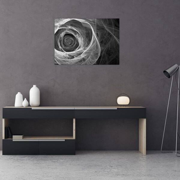 Obraz - Abstraktní růže černobílá (70x50 cm)