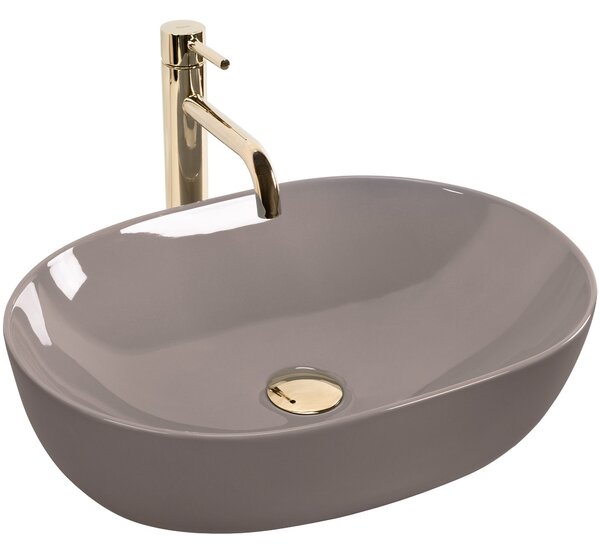 Keramické umyvadlo na desku REA LISA 49x35, beige lesk