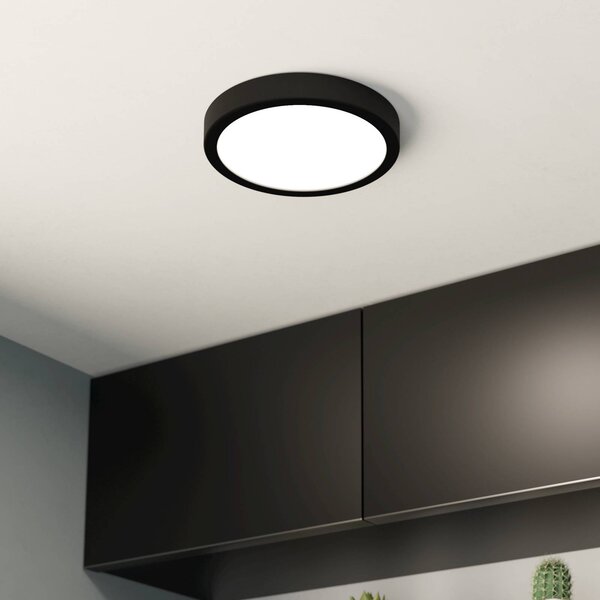 EGLO LED stropní svítidlo Fueva 5 IP44 3000K černé Ø21cm, Černá, Koupelna, kov