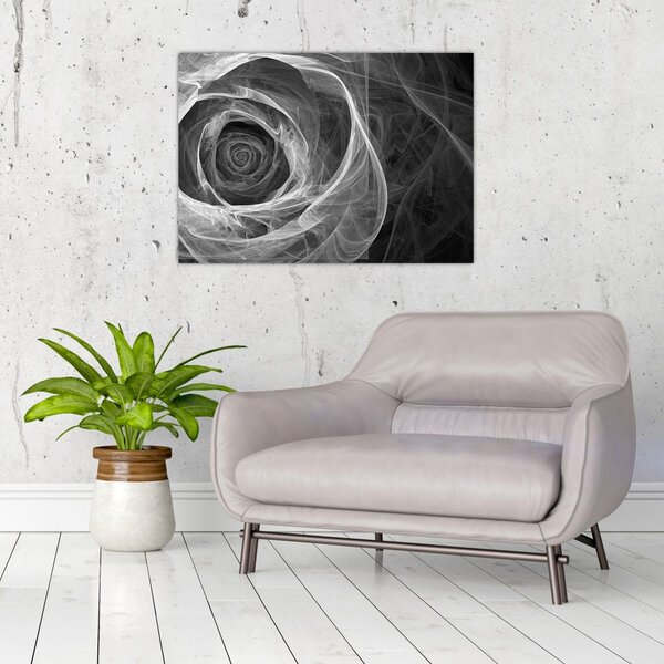 Obraz - Abstraktní růže černobílá (70x50 cm)