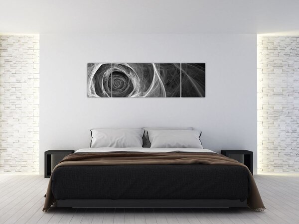 Obraz - Abstraktní růže černobílá (170x50 cm)