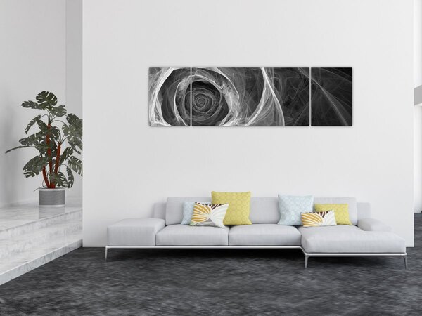 Obraz - Abstraktní růže černobílá (170x50 cm)