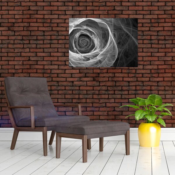 Obraz - Abstraktní růže černobílá (70x50 cm)