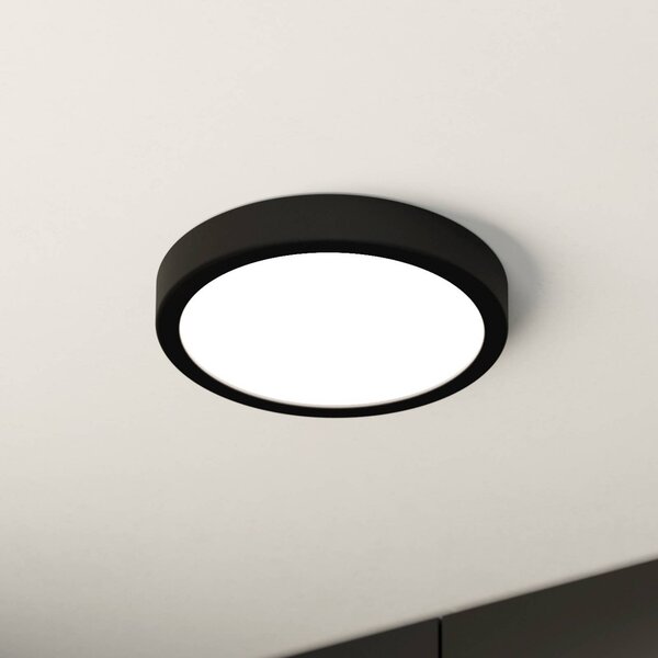 EGLO LED stropní svítidlo Fueva 5 IP44 3000K černé Ø21cm, Černá, Koupelna, kov