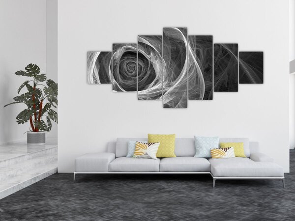 Obraz - Abstraktní růže černobílá (210x100 cm)