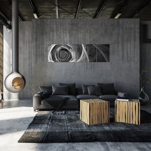 Obraz - Abstraktní růže černobílá (170x50 cm)