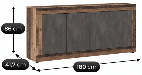 Skříňka Bahea (dub tmavý + grafit). Akce -9%