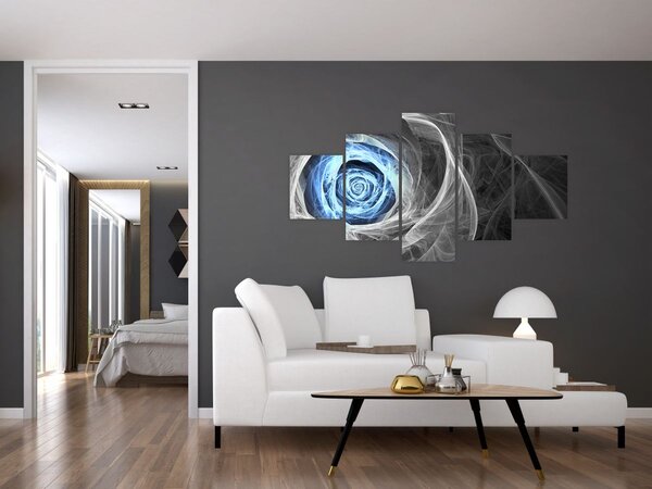 Obraz - Abstraktní růže modrá (125x70 cm)