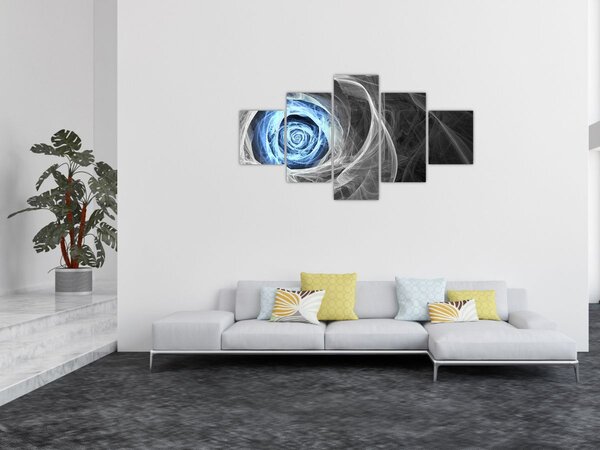 Obraz - Abstraktní růže modrá (125x70 cm)