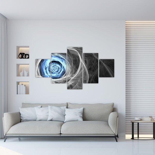 Obraz - Abstraktní růže modrá (125x70 cm)