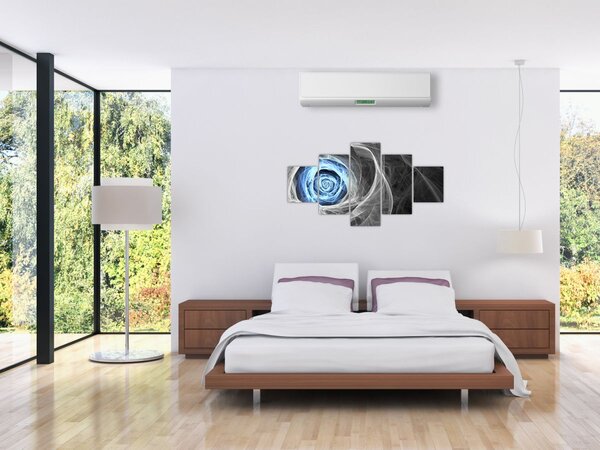 Obraz - Abstraktní růže modrá (125x70 cm)