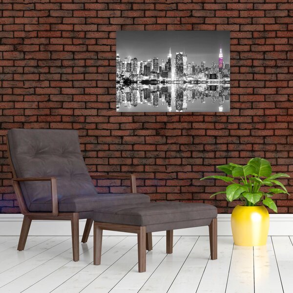 Obraz - New York a fialový mrakodrap (70x50 cm)