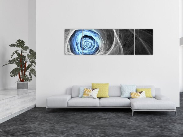 Obraz - Abstraktní růže modrá (170x50 cm)