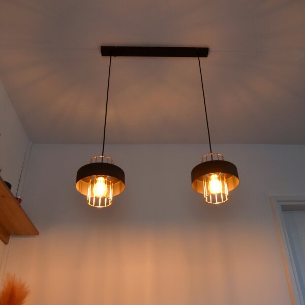 LED Lustr na lanku VOLTA 2xE27/15W/230V černá/rose gold