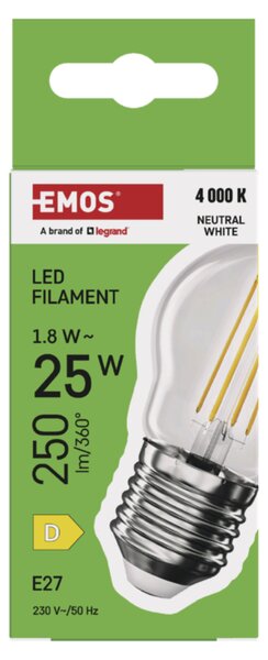 LED žárovka filament ZF6D03 E27, 1,8W, neutrální bílá