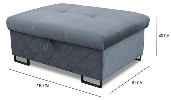 Taburet SELLY obdélníkový | 110x81 cm | s úložným prostorem | VÝBĚR TKANIN