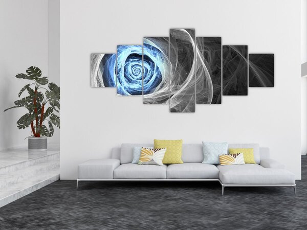 Obraz - Abstraktní růže modrá (210x100 cm)