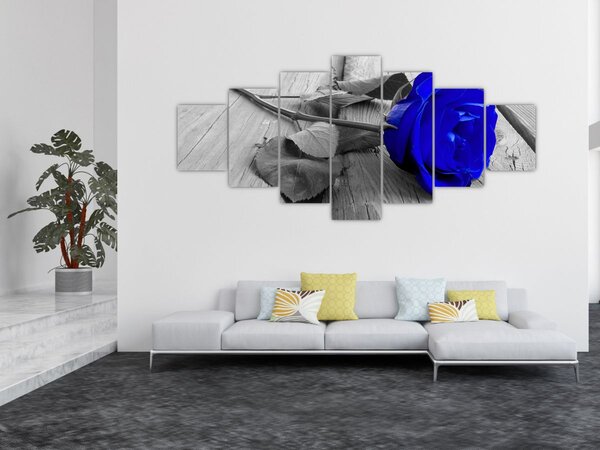Obraz - Modrá růže (210x100 cm)