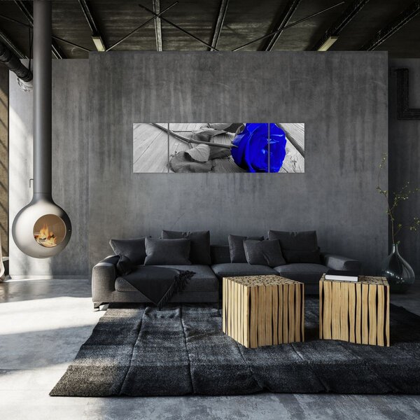 Obraz - Modrá růže (170x50 cm)
