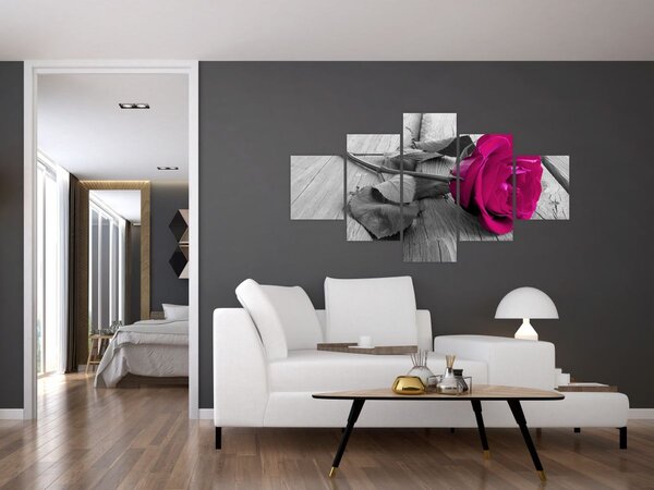 Obraz - Růžová růže (125x70 cm)