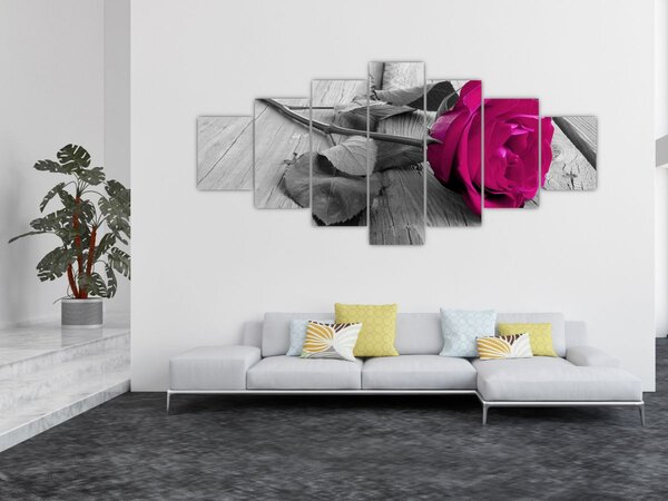 Obraz - Růžová růže (210x100 cm)