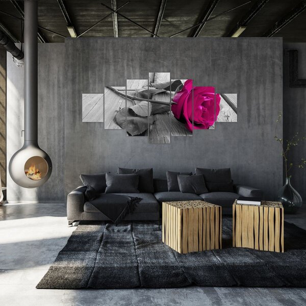 Obraz - Růžová růže (210x100 cm)