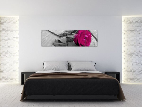 Obraz - Růžová růže (170x50 cm)