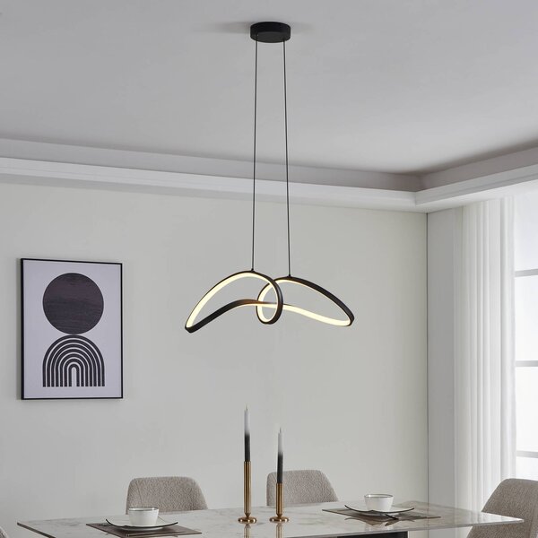 EGLO connect LED závěsné svítidlo Calarossa-Z, černá, hliník, stmívatelný, Černá, Obývací pokoj / jídelna, kov, Moderní