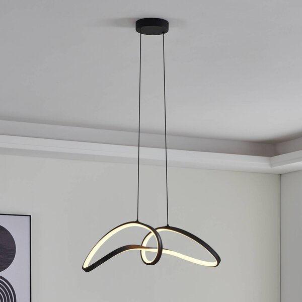 EGLO connect LED závěsné svítidlo Calarossa-Z, černá, hliník, stmívatelný, Černá, Obývací pokoj / jídelna, kov, Moderní