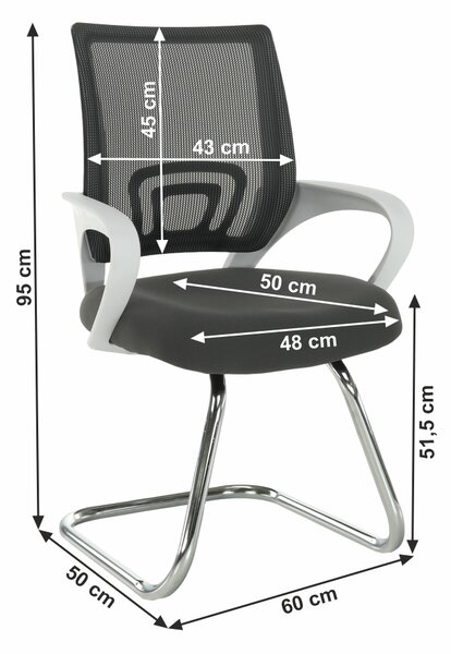 KONDELA Zasedací židle šedá/bílá, Sanaz TYP 3