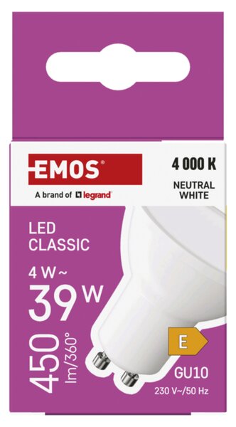 LED žárovka ZQ8E23 GU10, 4W, neutrální bílá