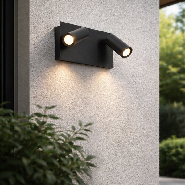 Moderní venkovní nástěnná lampa černá vč. LED 2-světlo IP54 - Simon