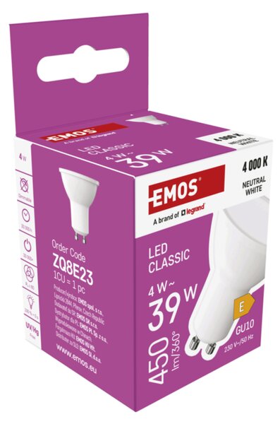 LED žárovka ZQ8E23 GU10, 4W, neutrální bílá