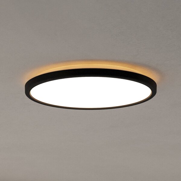 EGLO connect LED stropní svítidlo Rovito-Z, černé, Ø 30 cm, stmívatelný, Černá, Obývací pokoj / jídelna, Plast, Nástěnné svítidlo
