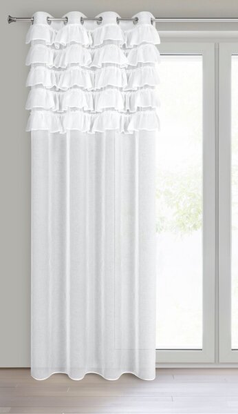 ZÁCLONA NA KROUŽCÍCH AURA 140X250 CM BÍLÁ
