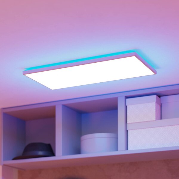 EGLO connect LED stropní svítidlo Rovito-Z, bílé, 57 x 30 cm, stmívatelný, Bílá / opál, Obývací pokoj / jídelna, Plast