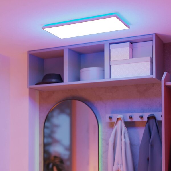EGLO connect LED stropní svítidlo Rovito-Z, bílé, 57 x 30 cm, stmívatelný, Bílá / opál, Obývací pokoj / jídelna, Plast