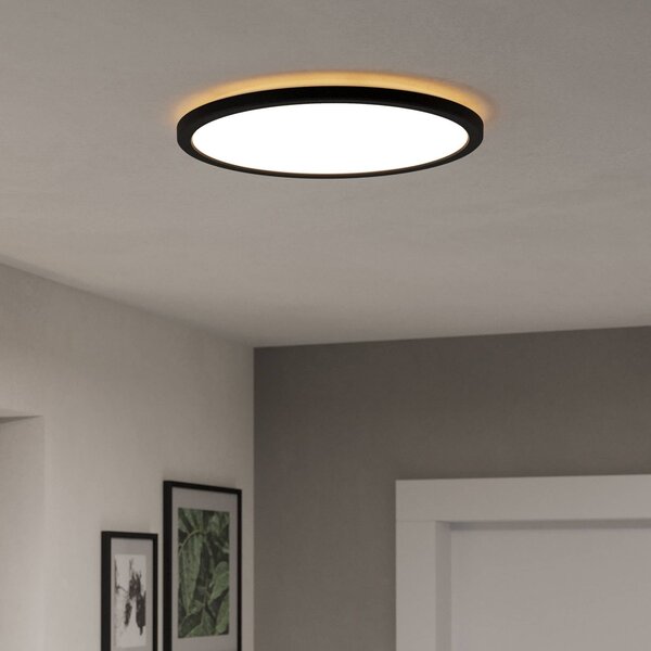EGLO connect LED stropní svítidlo Rovito-Z, černé, Ø 39 cm, stmívatelný, Černá, Obývací pokoj / jídelna, Plast, Nástěnné svítidlo