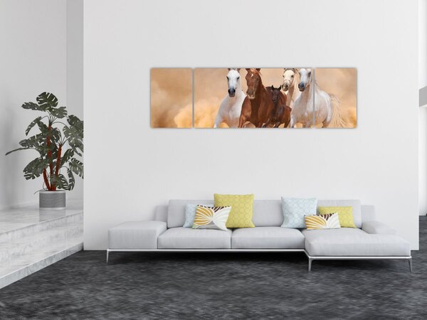 Obraz - Stádo koní (170x50 cm)